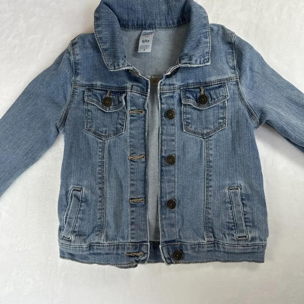 Carter’s KID brand Denim Jacket Button Up Pockets Girl’s Size 6-6X EUC